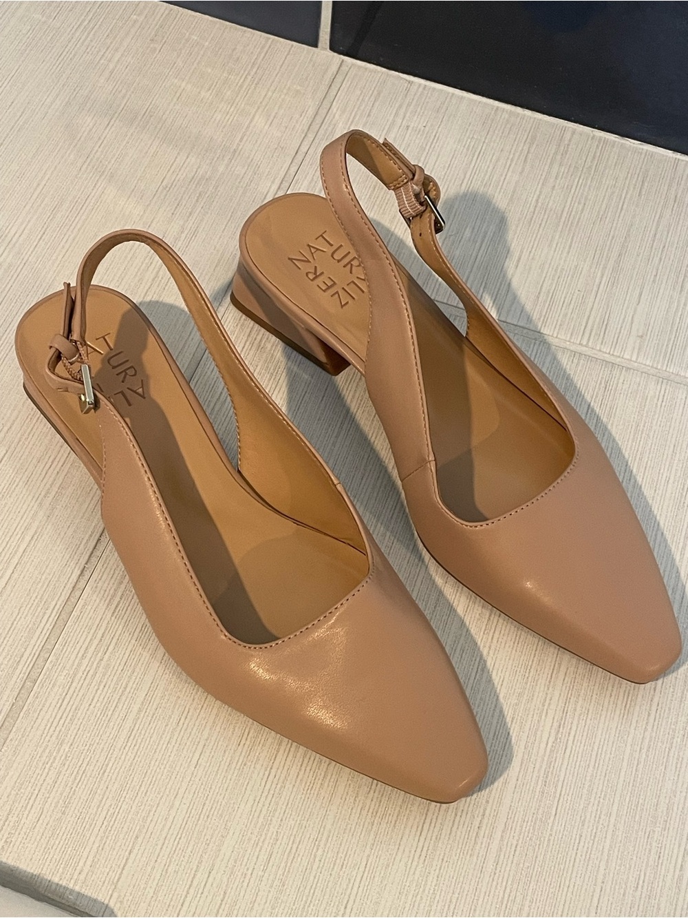 Naturalizer Tan Slingback Pointed-Toe Low Heel Pumps